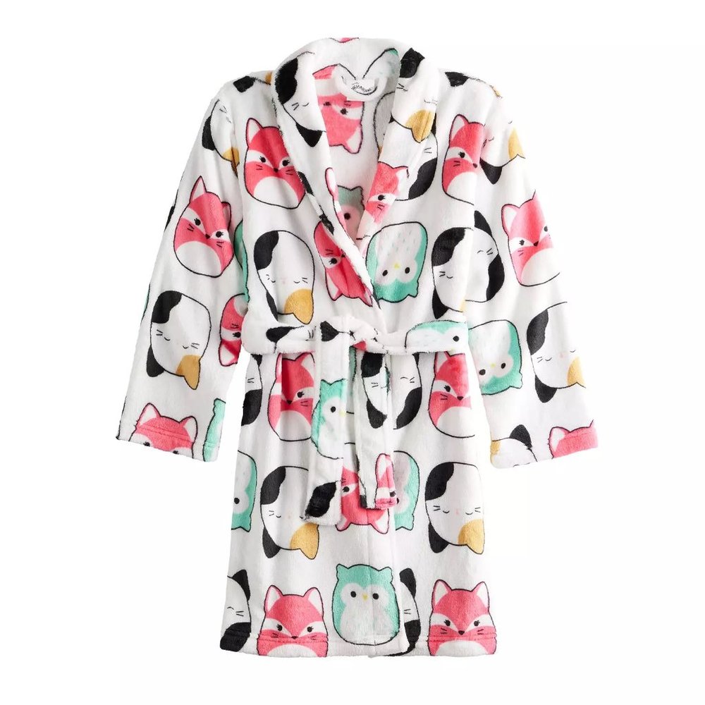 Squishmallow Robe Size 6 for Boy or Girl White Multi Color